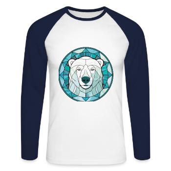 Polar Bear Colorful Watercolor Animal Illustration - Unisex Long Sleeve Baseball T-Shirt - white/navy - Front - Nik (191cm)