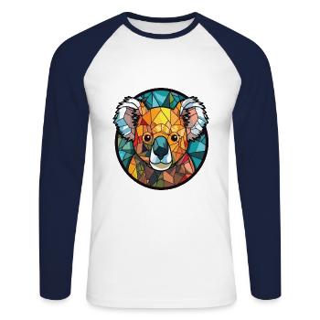 Koala buntes Aquarell Tier Haustier Illustration - Unisex Baseballshirt langarm - Weiß/Navy - Vorne - Nik (191cm)