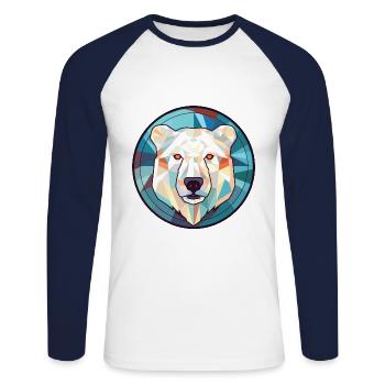 Polar Bear Colorful Watercolor Animal Illustration - Unisex Long Sleeve Baseball T-Shirt - white/navy - Front - Nik (191cm)