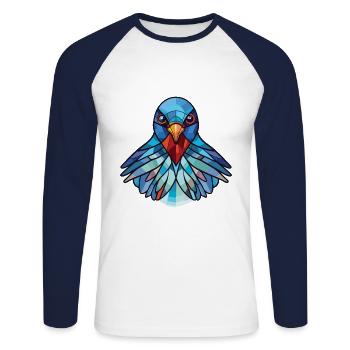Taube buntes Aquarell Tier Haustier Illustration - Unisex Baseballshirt langarm - Weiß/Navy - Vorne - Nik (191cm)