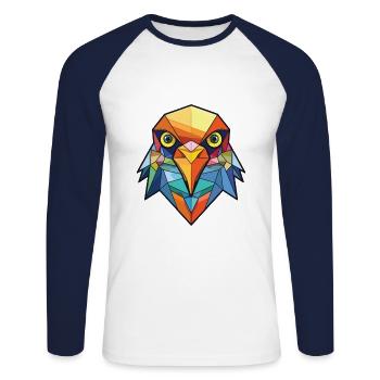 Kuckuck buntes Aquarell Tier Haustier Illustration - Unisex Baseballshirt langarm - Weiß/Navy - Vorne - Nik (191cm)