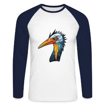 Kormoran bunte Aquarell-Tier-Illustration - Unisex Baseballshirt langarm - Weiß/Navy - Vorne - Nik (191cm)