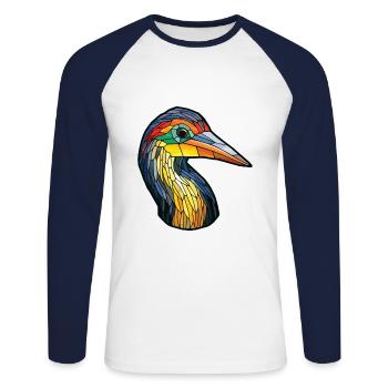 Kormoran bunte Aquarell-Tier-Illustration - Unisex Baseballshirt langarm - Weiß/Navy - Vorne - Nik (191cm)