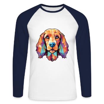 Englischer Cocker Spaniel-Hund, buntes Aquarell-Haustier - Unisex Baseballshirt langarm - Weiß/Navy - Vorne - Nik (191cm)