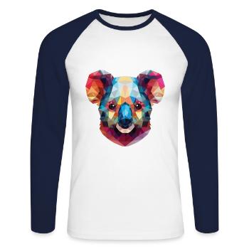 Koala buntes Aquarell Tier Haustier Illustration - Unisex Baseballshirt langarm - Weiß/Navy - Vorne - Nik (191cm)