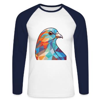 Taube bunte Aquarell-Tier-Haustier-Illustration - Unisex Baseballshirt langarm - Weiß/Navy - Vorne - Nik (191cm)