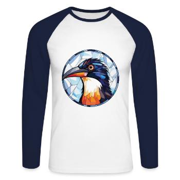 Pie aquarelle colorée Animal animal Illustration d’animaux de compagnie - T-shirt baseball manches longues Homme - blanc/marine - Devant - Nik (191cm)