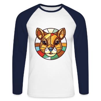 Chipmunk bunte Aquarell-Tierillustration - Unisex Baseballshirt langarm - Weiß/Navy - Vorne - Nik (191cm)