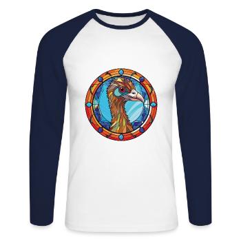 Emu Coloré Aquarelle Animal Animal De Compagnie Illustration - T-shirt baseball manches longues Homme - blanc/marine - Devant - Nik (191cm)