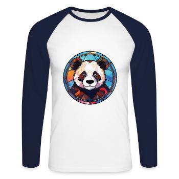 Panda Aquarelle Colorée Animal Illustration D’animaux De Compagnie - T-shirt baseball manches longues Homme - blanc/marine - Devant - Nik (191cm)