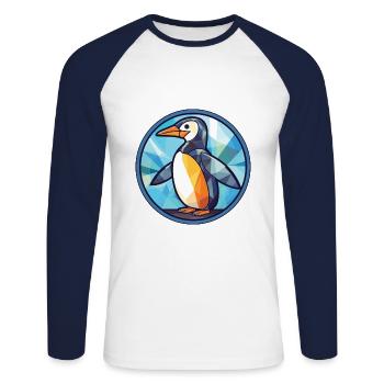 Pinguin bunte Aquarell-Tier-Illustration - Unisex Baseballshirt langarm - Weiß/Navy - Vorne - Nik (191cm)