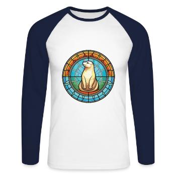 Seal Colorful Watercolor Animal Pet Illustration - Unisex Long Sleeve Baseball T-Shirt - white/navy - Front - Nik (191cm)