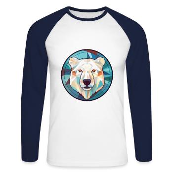 Polar Bear Colorful Watercolor Animal Illustration - Unisex Long Sleeve Baseball T-Shirt - white/navy - Front - Nik (191cm)