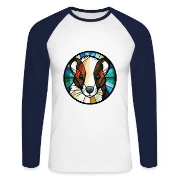 Skunk Aquarelle Colorée Animal Illustration D’animaux De Compagnie - T-shirt baseball manches longues Homme - blanc/marine - Devant - Nik (191cm)