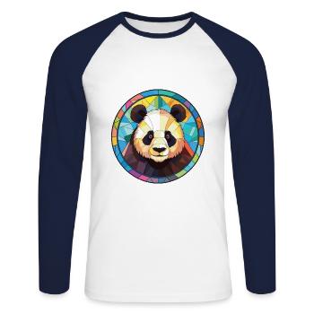 Panda Aquarelle Colorée Animal Illustration D’animaux De Compagnie - T-shirt baseball manches longues Homme - blanc/marine - Devant - Nik (191cm)