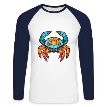 Crabe aquarelle colorée Animal animal animal Illustration - T-shirt baseball manches longues Homme - blanc/marine - Devant - Nik (191cm)