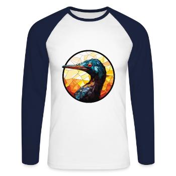 Kormoran bunte Aquarell-Tier-Illustration - Unisex Baseballshirt langarm - Weiß/Navy - Vorne - Nik (191cm)