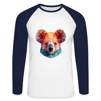 Koala buntes Aquarell Tier Haustier Illustration - Unisex Baseballshirt langarm - Weiß/Navy - Vorne - Nik (191cm)
