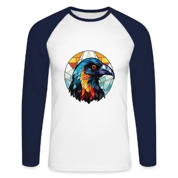 Pie aquarelle colorée Animal animal Illustration d’animaux de compagnie - T-shirt baseball manches longues Homme - blanc/marine - Devant - Nik (191cm)
