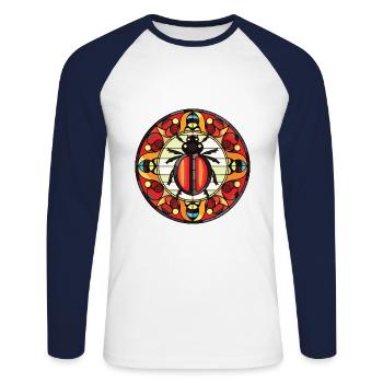 Ladybug Colorful Watercolor Animal Illustration - Unisex Long Sleeve Baseball T-Shirt - white/navy - Front - Nik (191cm)