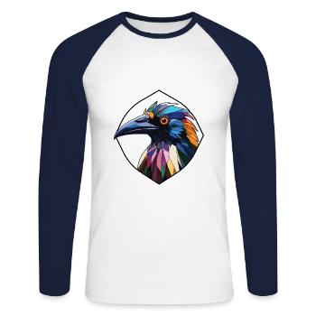 Pie aquarelle colorée Animal animal Illustration d’animaux de compagnie - T-shirt baseball manches longues Homme - blanc/marine - Devant - Nik (191cm)