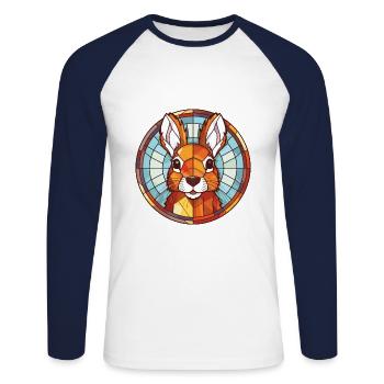 Squirrel Colorful Watercolor Animal Illustration - Unisex Long Sleeve Baseball T-Shirt - white/navy - Front - Nik (191cm)