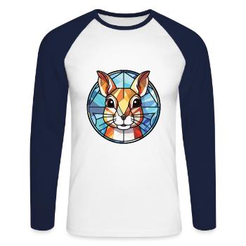 Chipmunk bunte Aquarell-Tierillustration - Unisex Baseballshirt langarm - Weiß/Navy - Vorne - Nik (191cm)