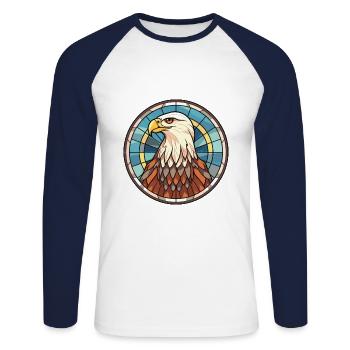 Eagle Colorful Watercolor Animal Pet Illustration - Unisex Long Sleeve Baseball T-Shirt - white/navy - Front - Nik (191cm)