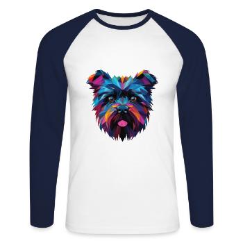 Affenpinscher race de chien aquarelle illustration - T-shirt baseball manches longues Homme - blanc/marine - Devant - Nik (191cm)