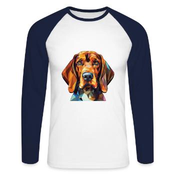 Amerikanisch Englisch Coonhound Hunderasse Aquarell - Unisex Baseballshirt langarm - Weiß/Navy - Vorne - Nik (191cm)