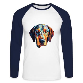 Amerikanischer Leopardenhund Hunderasse Aquarellglas - Unisex Baseballshirt langarm - Weiß/Navy - Vorne - Nik (191cm)