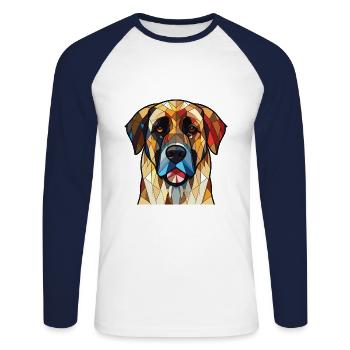 Anatolian Shepherd Dog Breed Colorful Watercolor - Unisex Long Sleeve Baseball T-Shirt - white/navy - Front - Nik (191cm)