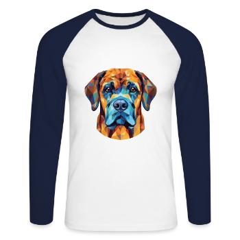 Alpine Mastiff Dog Breed Watercolor Illustration - Unisex Long Sleeve Baseball T-Shirt - white/navy - Front - Nik (191cm)