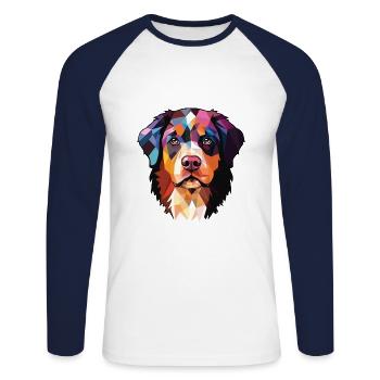 Berner Sennenhund Rasse Aquarell Illustration - Unisex Baseballshirt langarm - Weiß/Navy - Vorne - Nik (191cm)