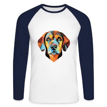 Berger De Beauce Hunderasse Aquarell Illustration - Unisex Baseballshirt langarm - Weiß/Navy - Vorne - Nik (191cm)