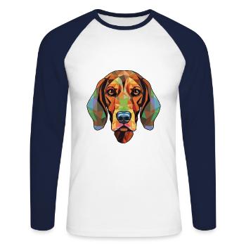 Schwarzwälder Hund Rasse Buntes Aquarell - Unisex Baseballshirt langarm - Weiß/Navy - Vorne - Nik (191cm)