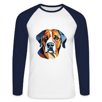 Braque Dauvergne Dog Breed Watercolor Illustration - Unisex Long Sleeve Baseball T-Shirt - white/navy - Front - Nik (191cm)