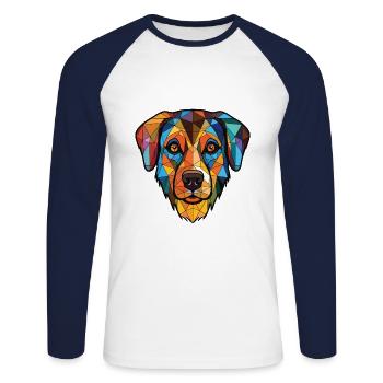 Berger du Languedoc Hunderasse buntes Aquarell - Unisex Baseballshirt langarm - Weiß/Navy - Vorne - Nik (191cm)