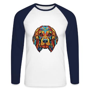 Brikett Griffon Vendeen Hunderasse Aquarellglas - Unisex Baseballshirt langarm - Weiß/Navy - Vorne - Nik (191cm)