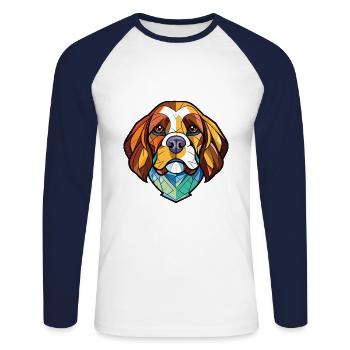 Brikett Griffon Vendeen Hunderasse Aquarellglas - Unisex Baseballshirt langarm - Weiß/Navy - Vorne - Nik (191cm)