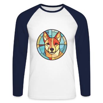 Carolina Dog Breed aquarelle Illustration sur verre - T-shirt baseball manches longues Homme - blanc/marine - Devant - Nik (191cm)