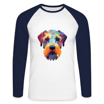 Cesky Terrier Hunderasse Aquarell Illustration - Unisex Baseballshirt langarm - Weiß/Navy - Vorne - Nik (191cm)