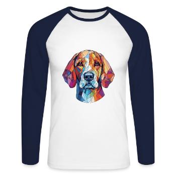 Cirnecco Delletna race de chien aquarelle colorée - T-shirt baseball manches longues Homme - blanc/marine - Devant - Nik (191cm)
