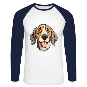 Amerikanischer Leopardenhund Hund Rasse Cartoon Kawaii Il - Unisex Baseballshirt langarm - Weiß/Navy - Vorne - Nik (191cm)