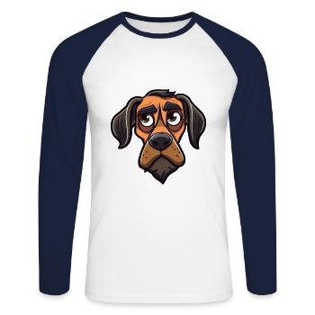 Cao de Seo Miguel Hunderasse Cartoon Kawaii Illustration - Unisex Baseballshirt langarm - Weiß/Navy - Vorne - Nik (191cm)
