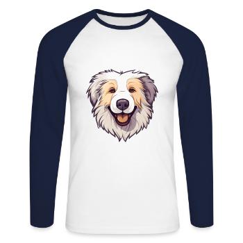 Chien de berger croate race de chien Cartoon Kawaii Illustr - T-shirt baseball manches longues Homme - blanc/marine - Devant - Nik (191cm)