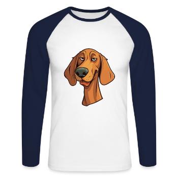 Danish Broholmer Dog Breed Cartoon Kawaii Illustra - Unisex Long Sleeve Baseball T-Shirt - white/navy - Front - Nik (191cm)