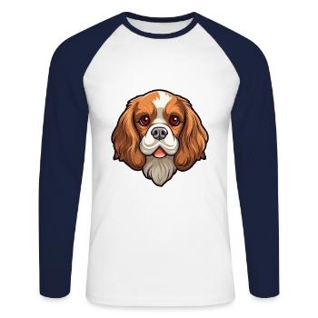 Cavalier King Charles Spaniel Hunderasse Cartoon Ka - Unisex Baseballshirt langarm - Weiß/Navy - Vorne - Nik (191cm)