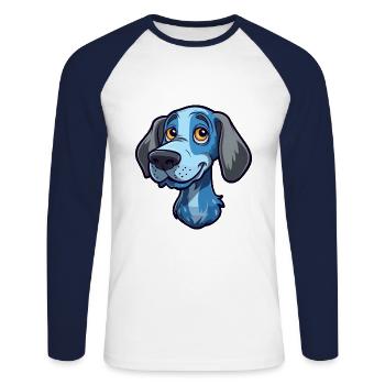 Bleu De Gascogne Race De Chien Cartoon Kawaii Illustra - T-shirt baseball manches longues Homme - blanc/marine - Devant - Nik (191cm)