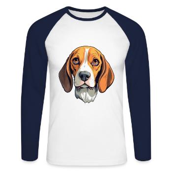 Beagle Harrier Hunderasse Cartoon Kawaii Illustrati - Unisex Baseballshirt langarm - Weiß/Navy - Vorne - Nik (191cm)